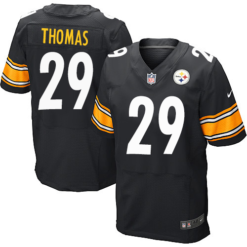 Men's Elite Shamarko Thomas Nike Jersey Black Home - #29 NFL Pittsburgh Steelers